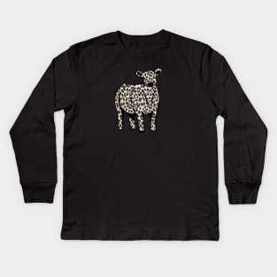 Cheetah Print Cow Silhouette  - NOT FOR RESALE WITHOUT PERMISSION Kids Long Sleeve T-Shirt